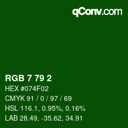 カラーコード: RGB 7 79 2 | qconv.com