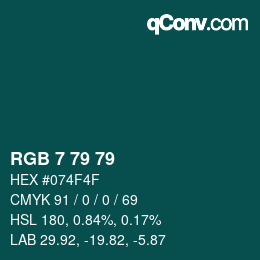 Color code: RGB 7 79 79 | qconv.com