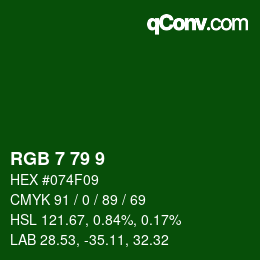 Color code: RGB 7 79 9 | qconv.com