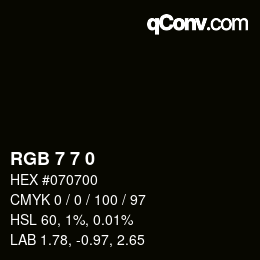 Color code: RGB 7 7 0 | qconv.com