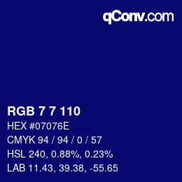 カラーコード: RGB 7 7 110 | qconv.com