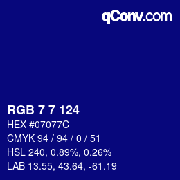 カラーコード: RGB 7 7 124 | qconv.com