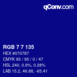 カラーコード: RGB 7 7 135 | qconv.com