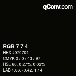 颜色代码: RGB 7 7 4 | qconv.com