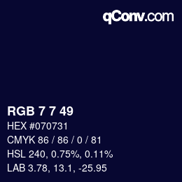 Color code: RGB 7 7 49 | qconv.com