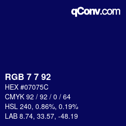 カラーコード: RGB 7 7 92 | qconv.com