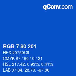 Color code: RGB 7 80 201 | qconv.com