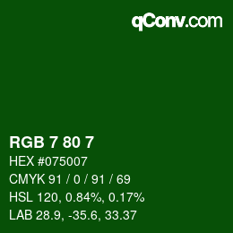 Color code: RGB 7 80 7 | qconv.com