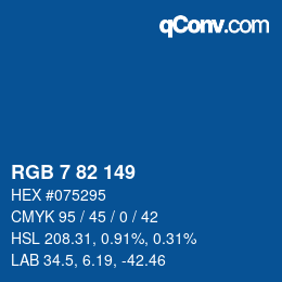 Color code: RGB 7 82 149 | qconv.com