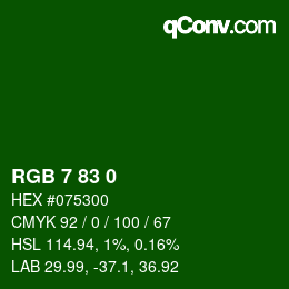 Color code: RGB 7 83 0 | qconv.com