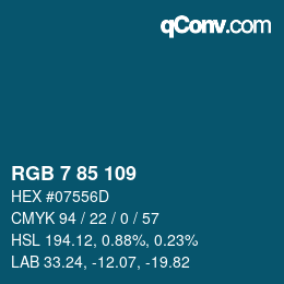 Color code: RGB 7 85 109 | qconv.com