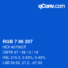 颜色代码: RGB 7 86 207 | qconv.com