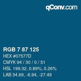 カラーコード: RGB 7 87 125 | qconv.com