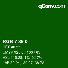 Color code: RGB 7 89 0 | qconv.com