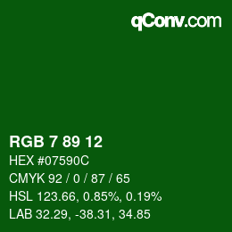 Color code: RGB 7 89 12 | qconv.com