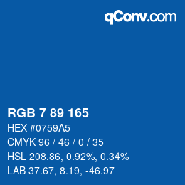 Color code: RGB 7 89 165 | qconv.com