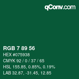 Color code: RGB 7 89 56 | qconv.com