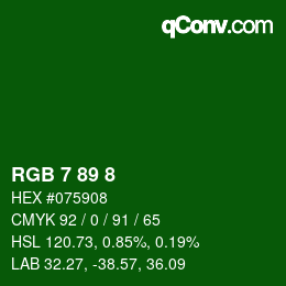 Color code: RGB 7 89 8 | qconv.com