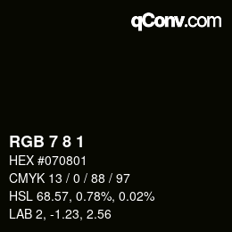 カラーコード: RGB 7 8 1 | qconv.com