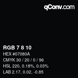 カラーコード: RGB 7 8 10 | qconv.com