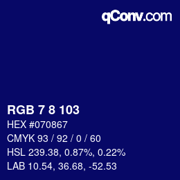 Color code: RGB 7 8 103 | qconv.com