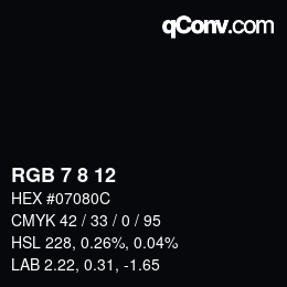 カラーコード: RGB 7 8 12 | qconv.com