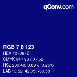 Color code: RGB 7 8 123 | qconv.com
