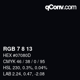 Color code: RGB 7 8 13 | qconv.com