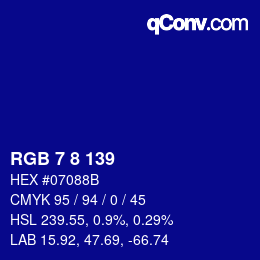 Color code: RGB 7 8 139 | qconv.com