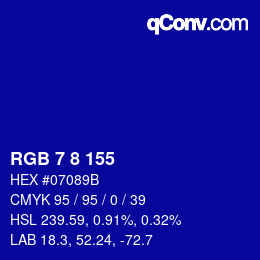 Color code: RGB 7 8 155 | qconv.com