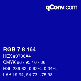 カラーコード: RGB 7 8 164 | qconv.com