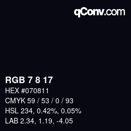 カラーコード: RGB 7 8 17 | qconv.com