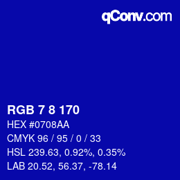 Color code: RGB 7 8 170 | qconv.com