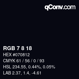 カラーコード: RGB 7 8 18 | qconv.com