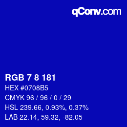 Farbcode: RGB 7 8 181 | qconv.com