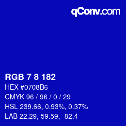 Color code: RGB 7 8 182 | qconv.com