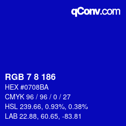 Color code: RGB 7 8 186 | qconv.com