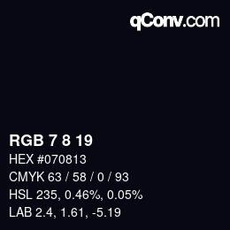 カラーコード: RGB 7 8 19 | qconv.com