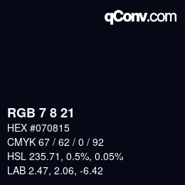 Color code: RGB 7 8 21 | qconv.com