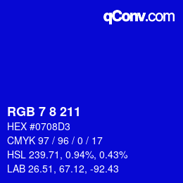 Color code: RGB 7 8 211 | qconv.com