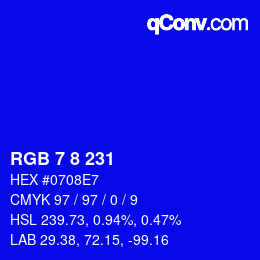 カラーコード: RGB 7 8 231 | qconv.com