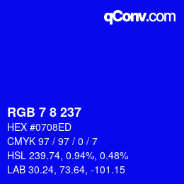 Color code: RGB 7 8 237 | qconv.com