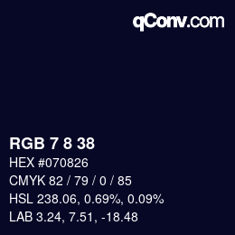 Color code: RGB 7 8 38 | qconv.com