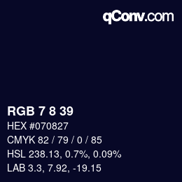 颜色代码: RGB 7 8 39 | qconv.com