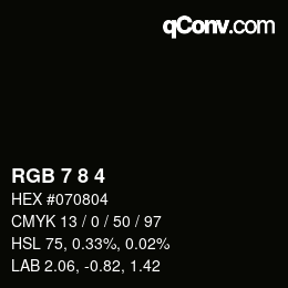 カラーコード: RGB 7 8 4 | qconv.com