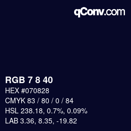 Color code: RGB 7 8 40 | qconv.com
