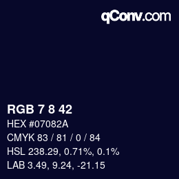 カラーコード: RGB 7 8 42 | qconv.com