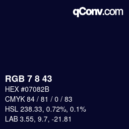 カラーコード: RGB 7 8 43 | qconv.com