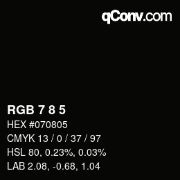 カラーコード: RGB 7 8 5 | qconv.com