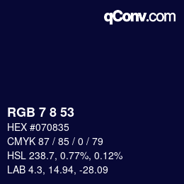 Color code: RGB 7 8 53 | qconv.com